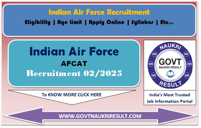  Indian Air Force AFCAT 02/2025 Batch Result 2025 