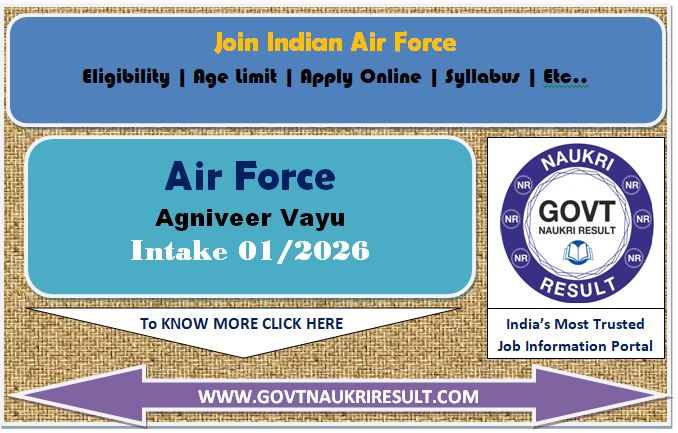  Indian Airforce Agniveer Vayu Intake 01/2026 Result 