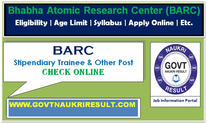  BARC Stipendiary Trainee and Other Post Exam Date 2023  