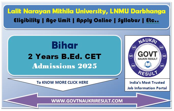  Bihar CET BEd 2 Year Course Result 2025 