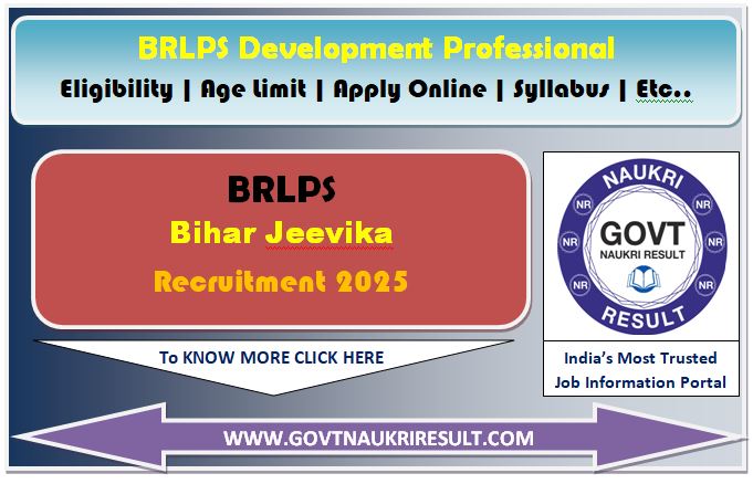  Bihar BRLPS Jeevika Online Form 2025 for 2747 Post 