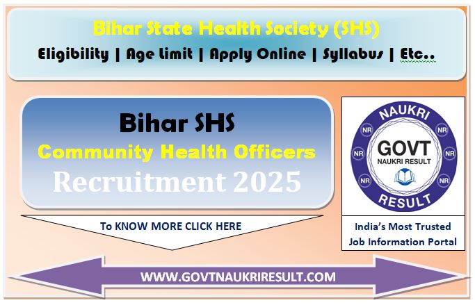  Bihar SHS CHO Merit List 2025 for 4500 Post 