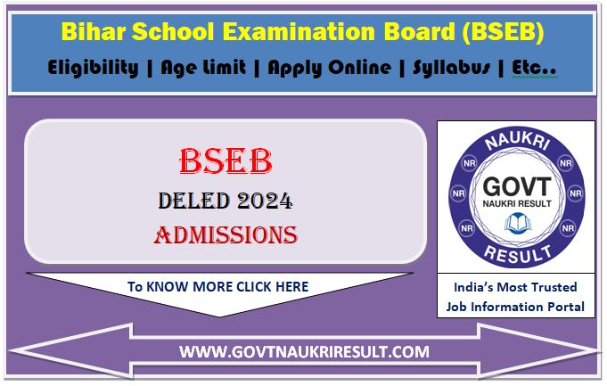  Bihar DELED First Selection List 2024  