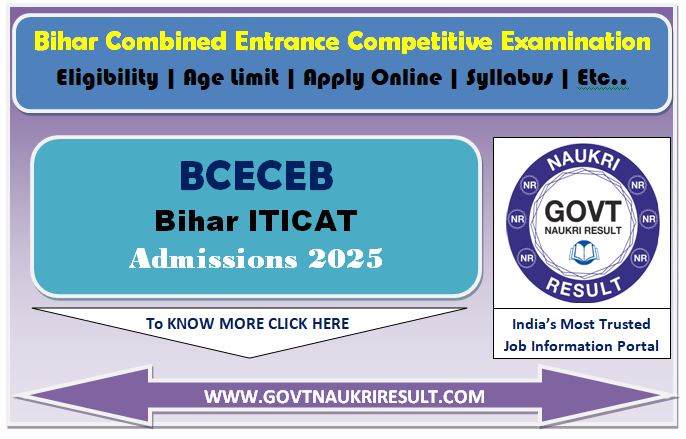  Bihar ITI CAT Result 2025 | First Round Seat Allotment Result 