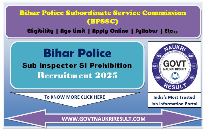  Bihar Police BPSSC SI Prohibition Result 2025 