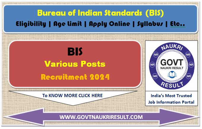  BIS Various Post Final Result 2025 | Bureau of Indian Standards 
