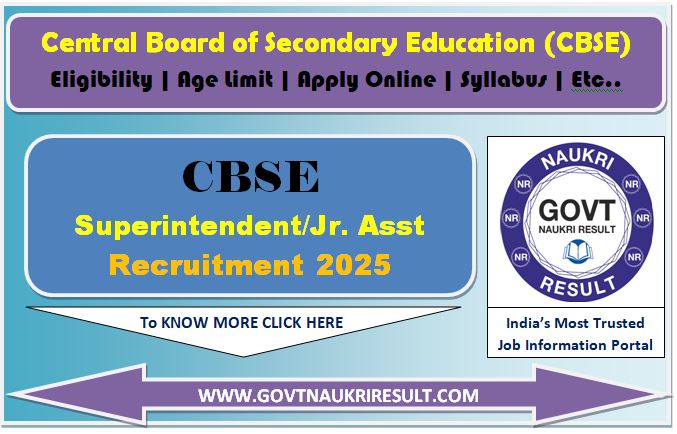  CBSE Superintendent Junior Assistant Tier II Result 2025 