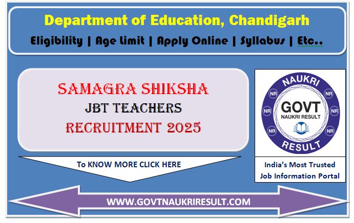 Chandigarh JBT Teacher Admit Card 2025 