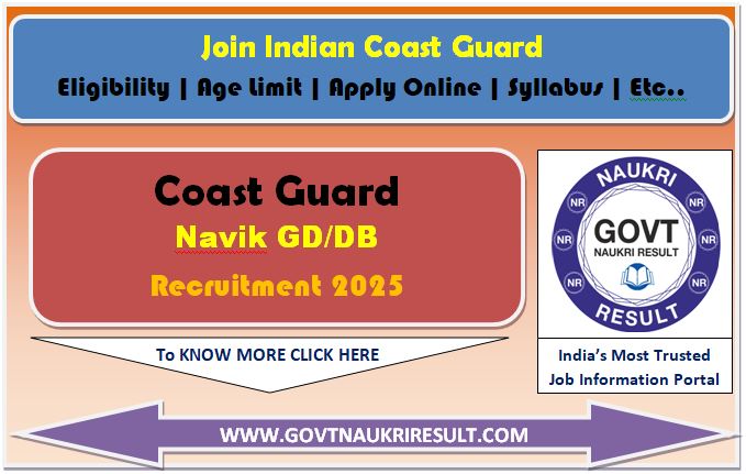  Coast Guard Navik CGEPT 02/2025 Stage I Result 2025 