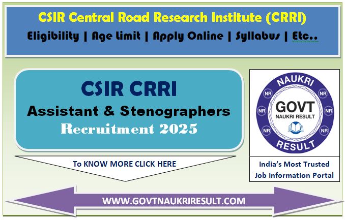  CSIR CRRI JSA and Stenographer Result 2025 Score Card 