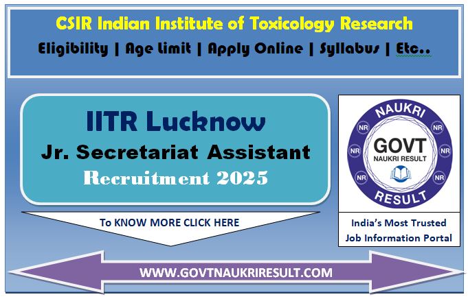  CSIR IITR Lucknow JSA Result 2025 