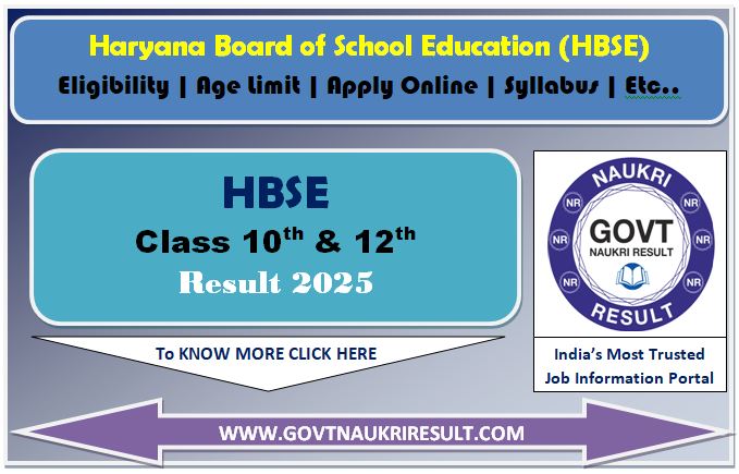  HBSE BSEH Class 12th & 10th Secondary Result 2025 