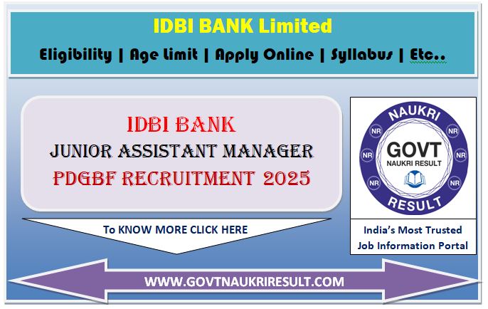  IDBI Bank JAM 2025 Result of Personal Interview 