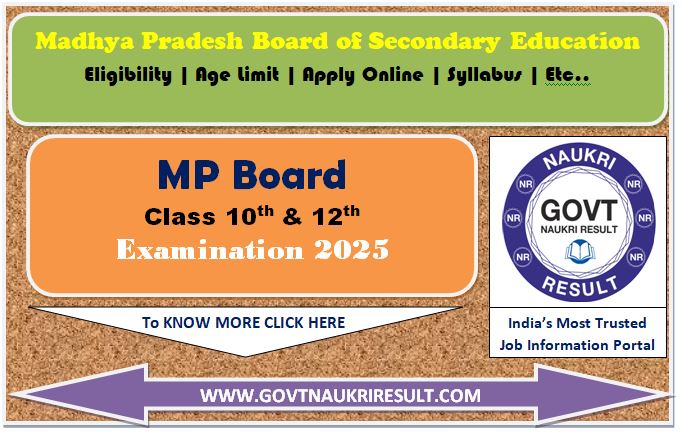  MP Board Class 10th, 12th Result 2025 