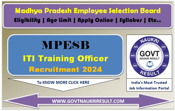  MPESB ITI Training Officer Result 2024 