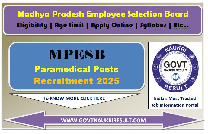  MPESB Various Paramedical Admit Card 2025 
