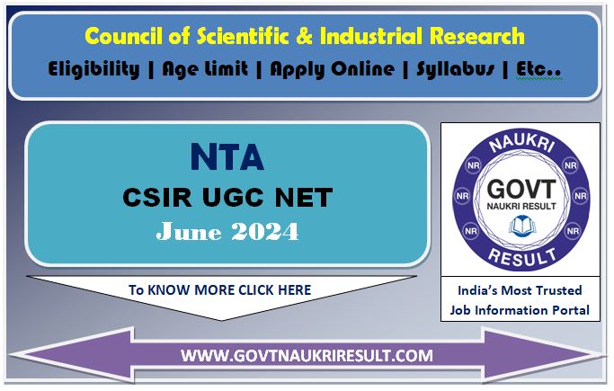  NTA CSIR UGC NET June 2024 Result 