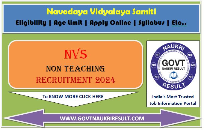  NVS Non Teaching Result 2025 for Various Post 