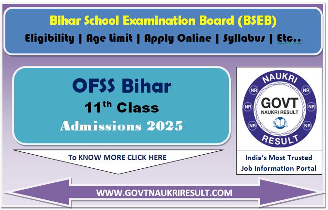  OFSS Bihar Class 11th Admissions First Merit List 2025 
