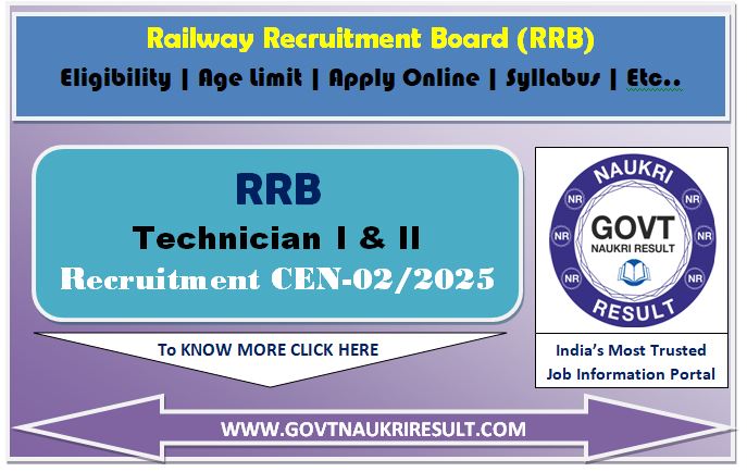  Railway RRB Technician Online Form 2025 for 6238 Post 