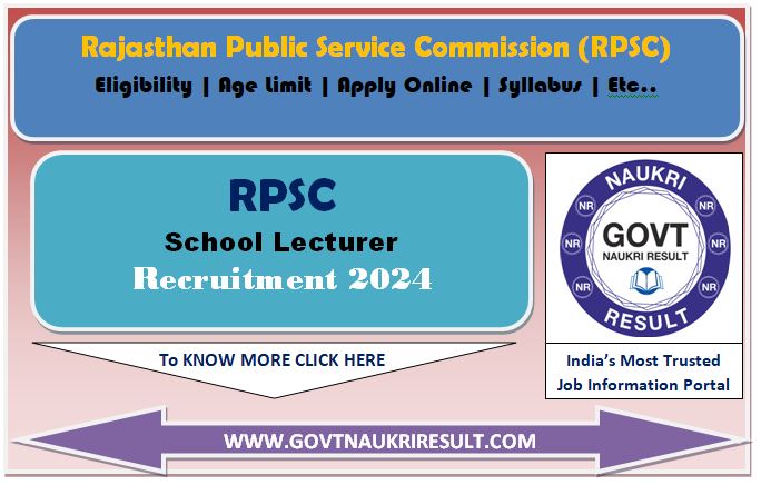  RPSC School Lecturer PGT Teacher Exam Date 2025 