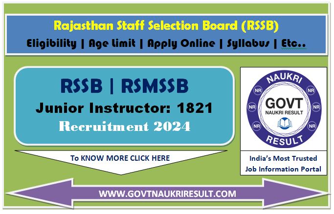  RSSB Junior Instructor Result 2025 