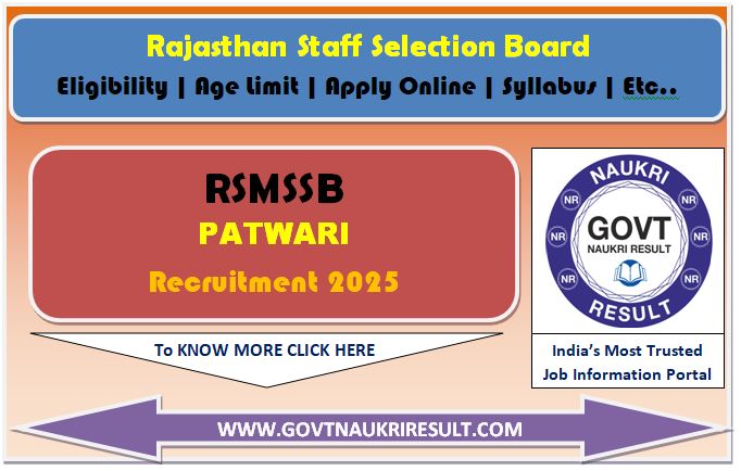  RSSB Patwari Exam Notice 2025 for 3705 Post 