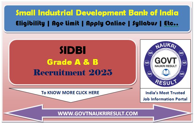  SIDBI Bank Grade A & B Various Post Phase I Result 2025 