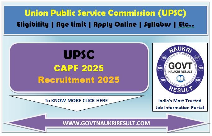  UPSC CPF Assistant Commandant CAPF Admit Card 2025 